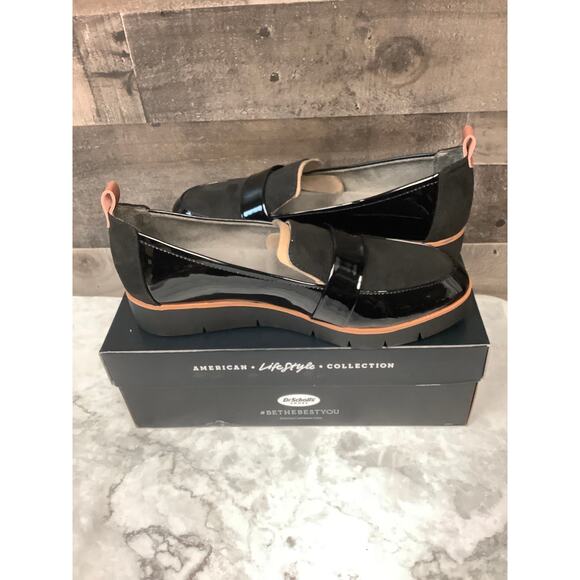 Dr. Scholl's Womens 7W Black Patent Webster Platform Loafer Shoes Slip On LB7-11 - Picture 6 of 13